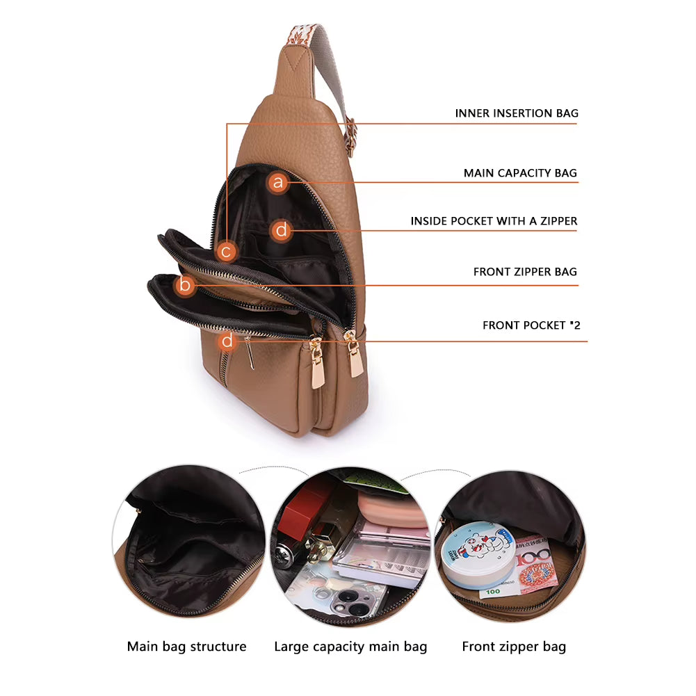 UrbanChic Crossbody – Waterproof PU Leather Chest & Shoulder Bag for Women on the Go