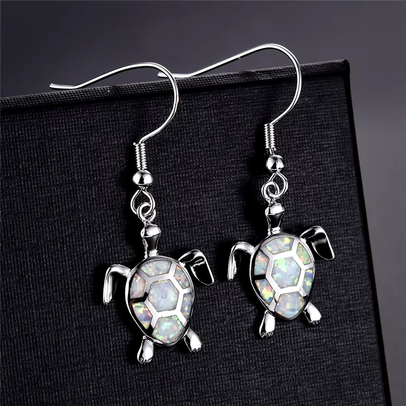 Fashion Women Earrings 2025 Fashion Blue Imitation Opal Drop Earrings Cute Turtle Animal Earrings Female Wedding Jewelry Gift