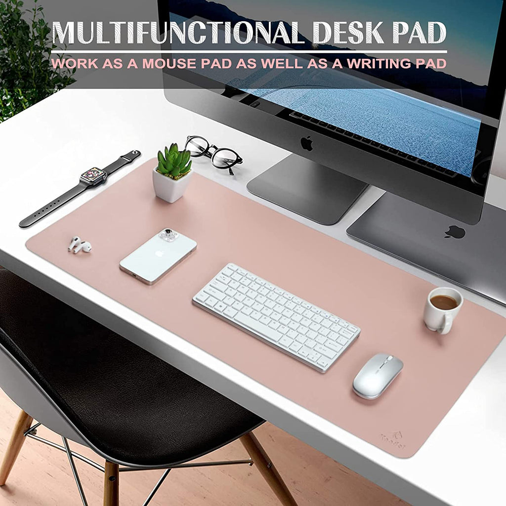 Desk Mat, Mouse Pad, Desk Pad, Waterproof Desk Mat for Desktop, Leather Desk Pad for Keyboard and Mouse, Desk Pad Protector for Office and Home (Pink, 31.5" X 15.7")