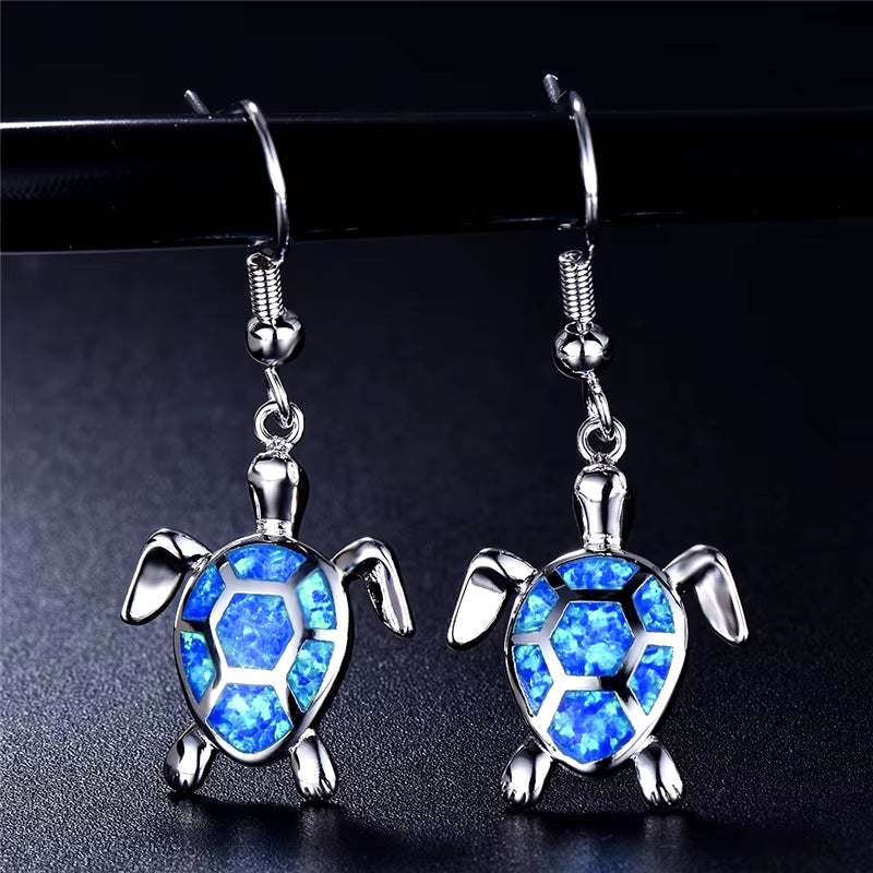 Fashion Women Earrings 2025 Fashion Blue Imitation Opal Drop Earrings Cute Turtle Animal Earrings Female Wedding Jewelry Gift